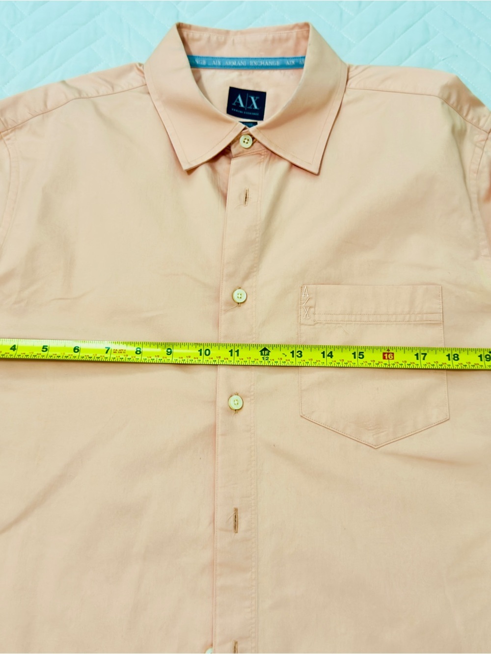 Armani Exchange A/X Coral Peach Button Down Dress Shirt Regular Fit Size L - Picture 13 of 13